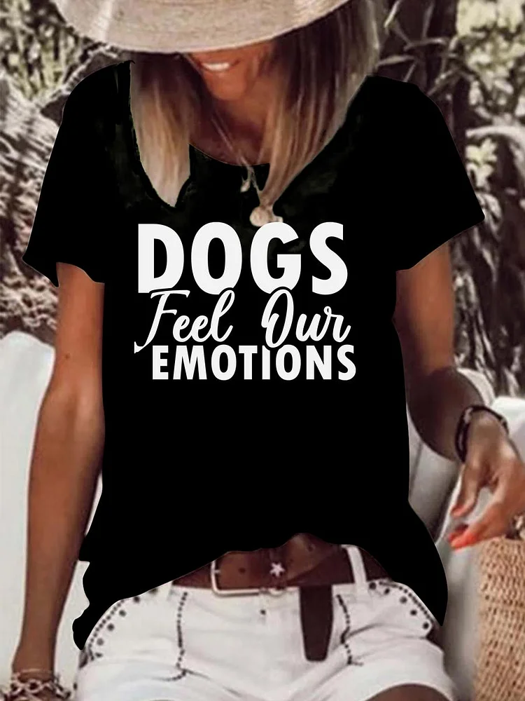 Dog Feel Our Emotions Raw Hem Tee-Annaletters