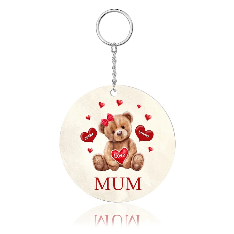 2 Names-Bear Personalized Text Keychain Gift Custom Special Keychain Gift For Mum