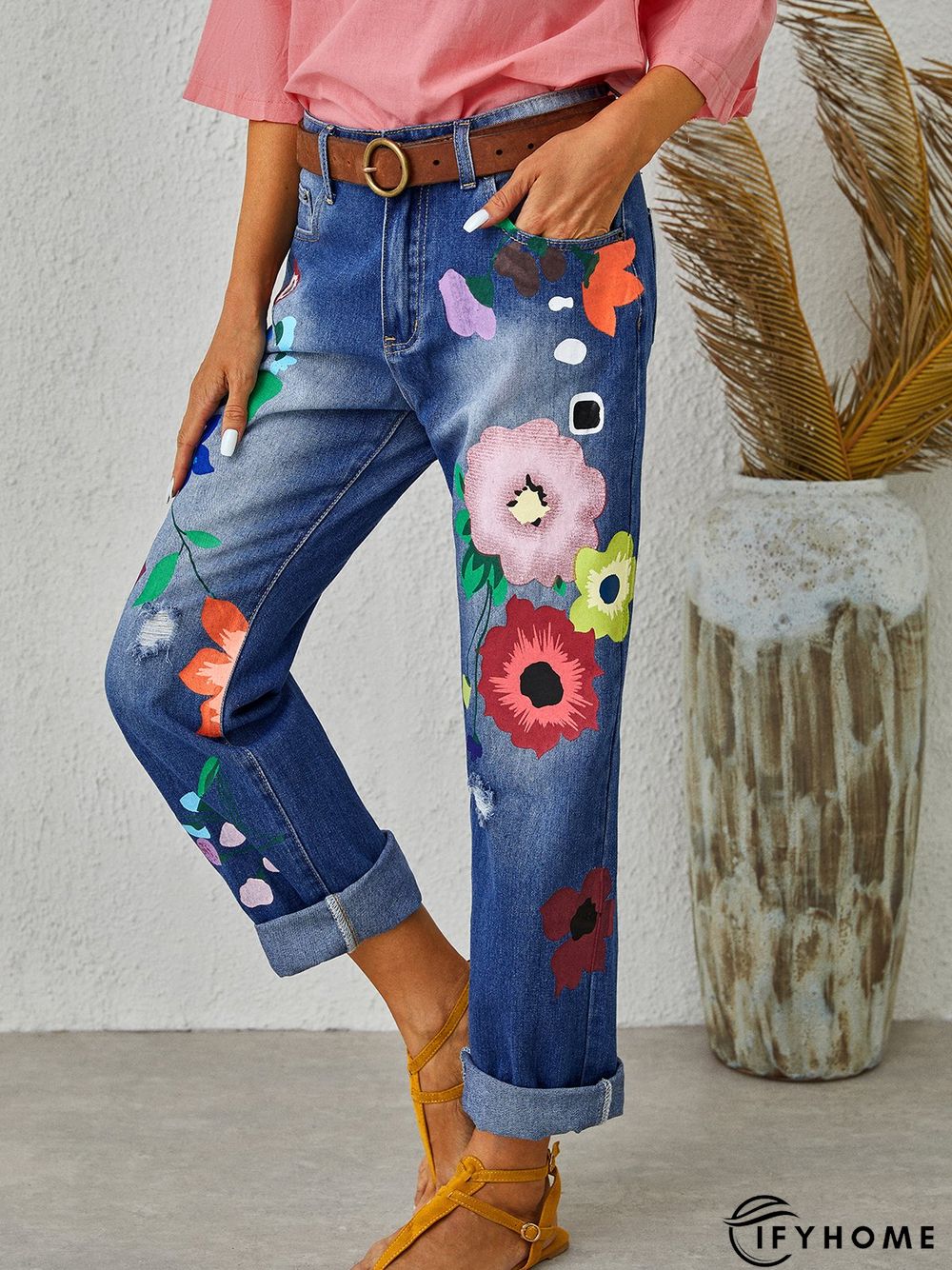 All Season Denim Floral Casual Jeans | IFYHOME