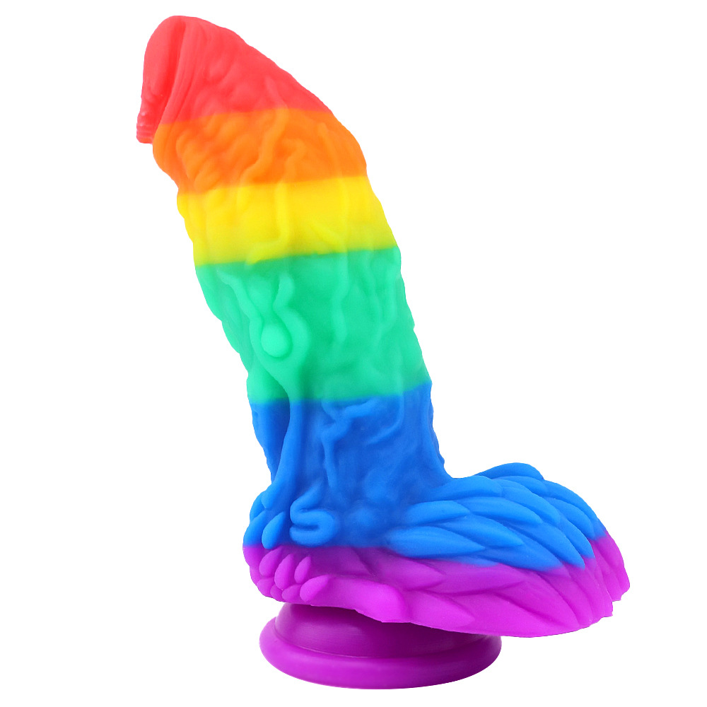 Rainbow silicone realistic penis Sex Vibrator For Women