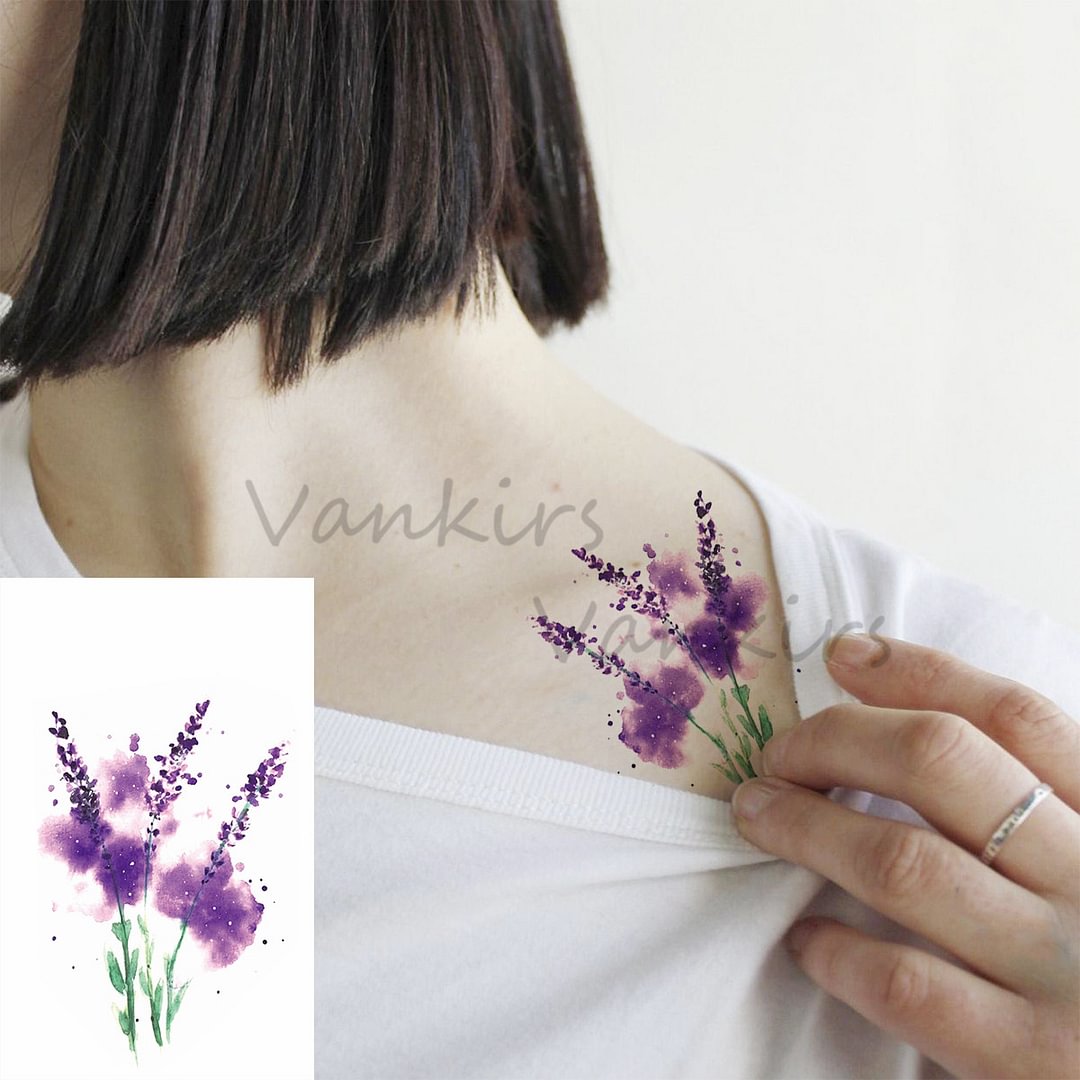 Gingf Daisy Whale Temporary Tattoos For Women Girls Realistic Planet Sun Watercolor Lavender Fake Tattoo Sticker Arm Body Tatoos