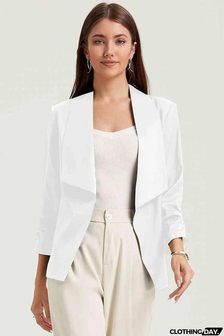 Ruched Open Front Blazer