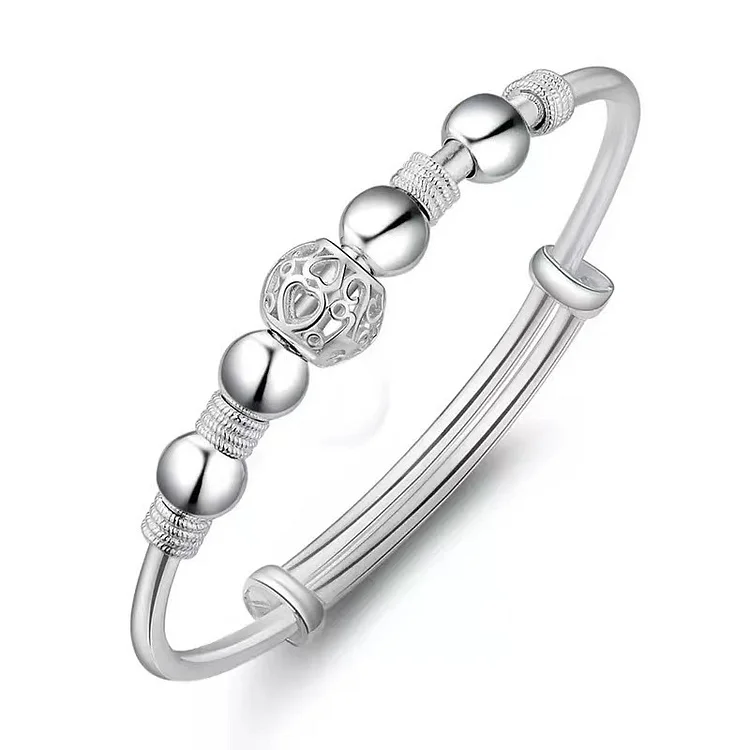 Adjustable Silver Plated Bead Lantern Bracelet