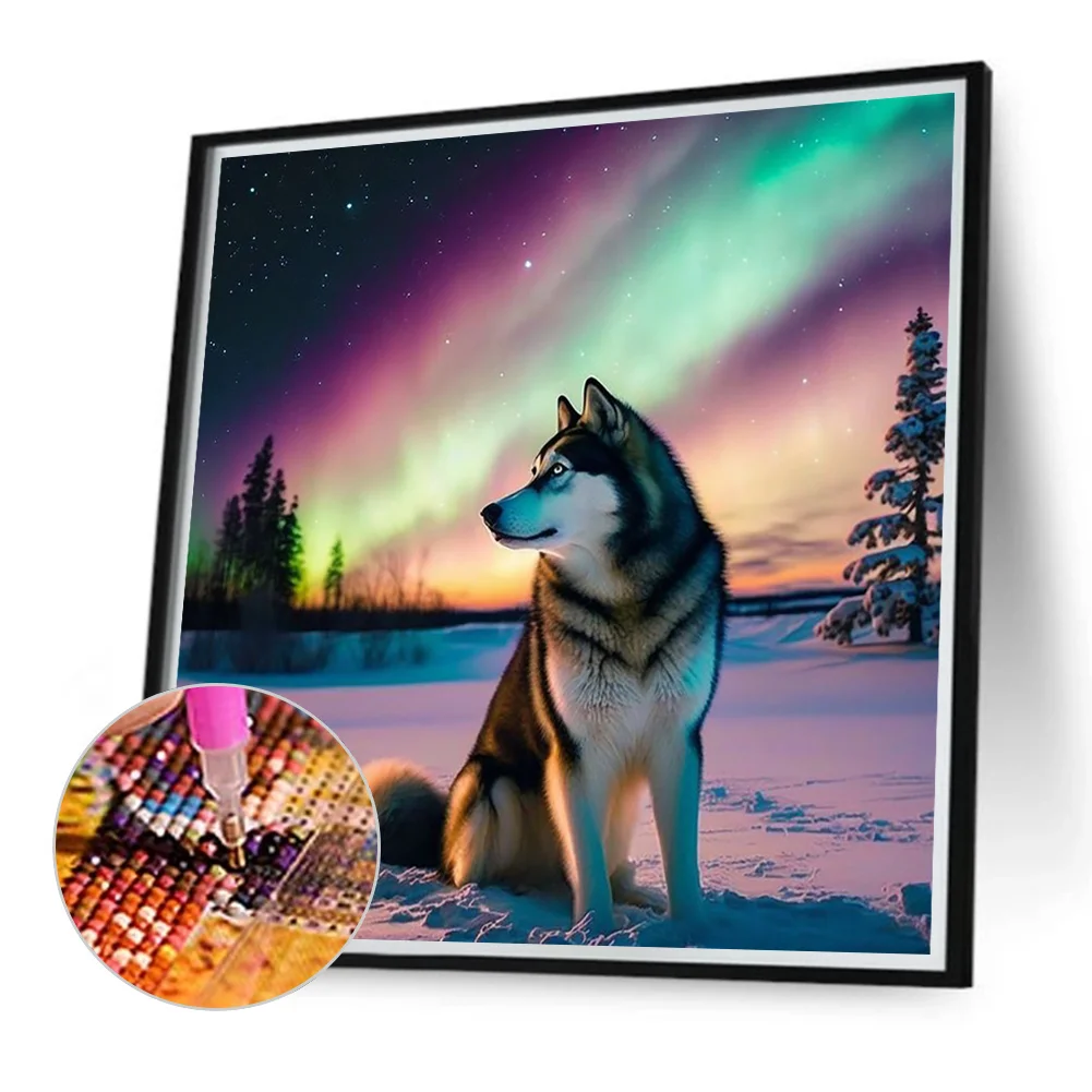 Diamond Painting - Full Round Drill - Aurora Snow Wolf(Canvas|40*40cm)