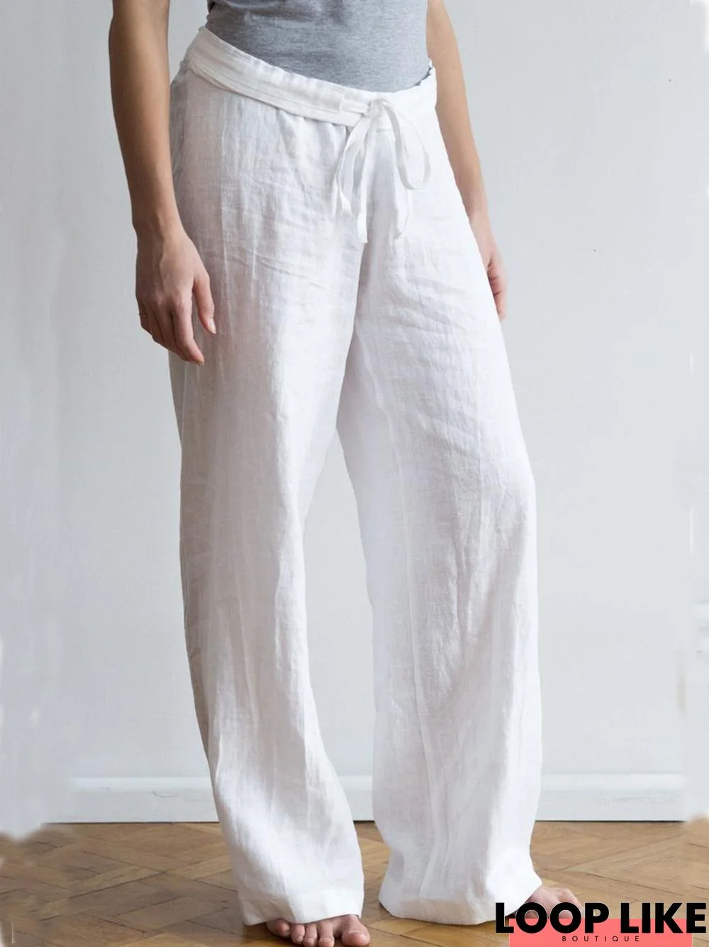 Plain Linen Casual Linen & Cotton Bottoms