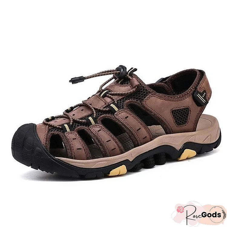 Men's Genuine Leather Sandals Outdoor Beach Roman Water Sneakers