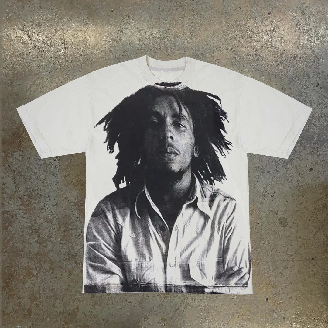 Bob Marley Print Short Sleeve T-Shirt