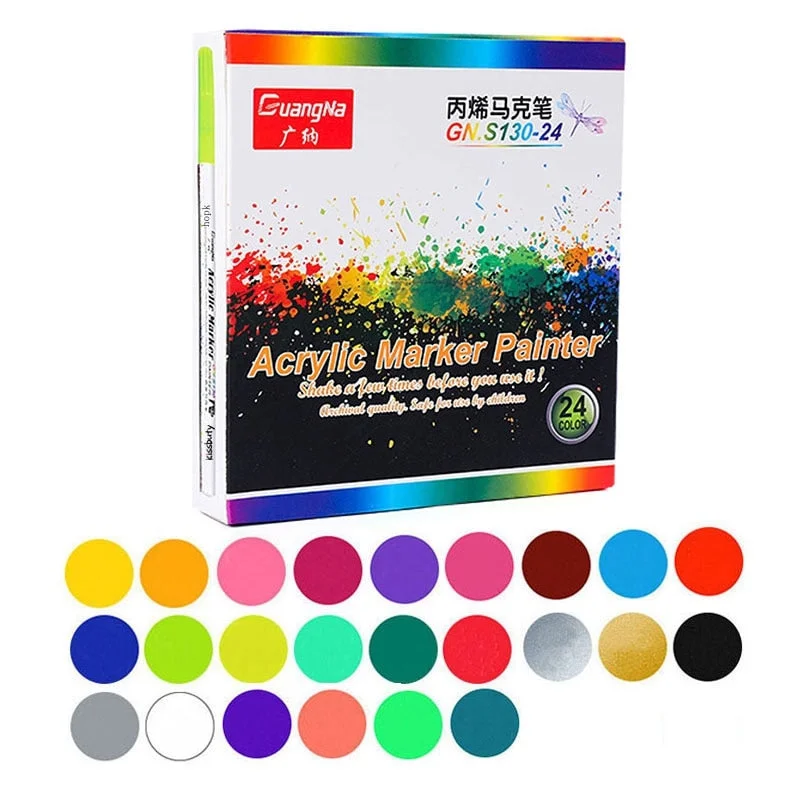 12/18/24/36 Colors Acrylic Paint Marker pen Permanent Art Marker Pen for Ceramic Rock Glass Porcelain Mug Fabric Canvas Painting