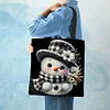 (US Only)4pcs Christmas Linen Tote Bag Handbag Large Capacity Women Shopping Shoulder Bag