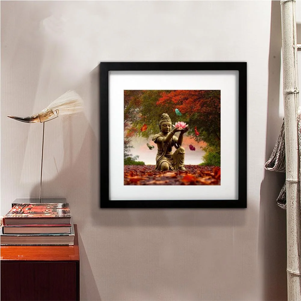 Diamond Painting - Partial Round Drill - Buddha Holding Lotus(30*30cm)