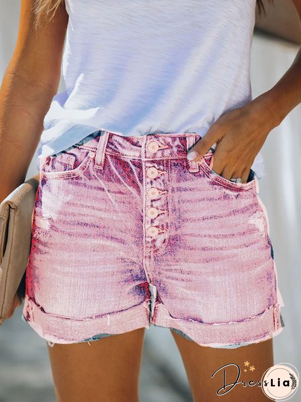 Buttoned Casual Denim Denim shorts