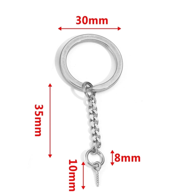5 PCS/Package 25*35mm 30*35mm Stainless Steel Solid Color Polished Keychain Accessories