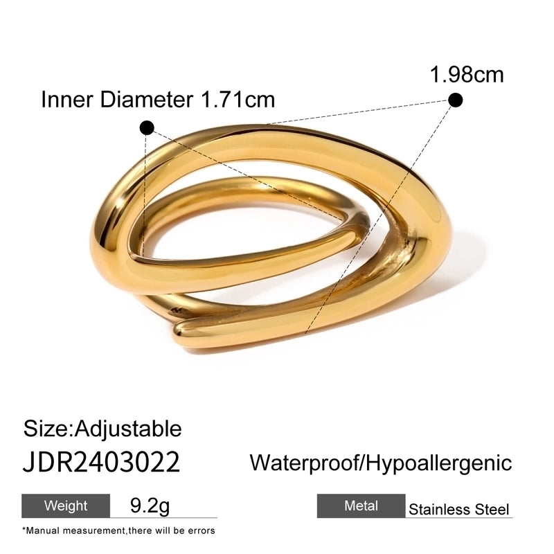 IG Style Geometric 316 Stainless Steel  18K Gold Plated Plating Open Rings