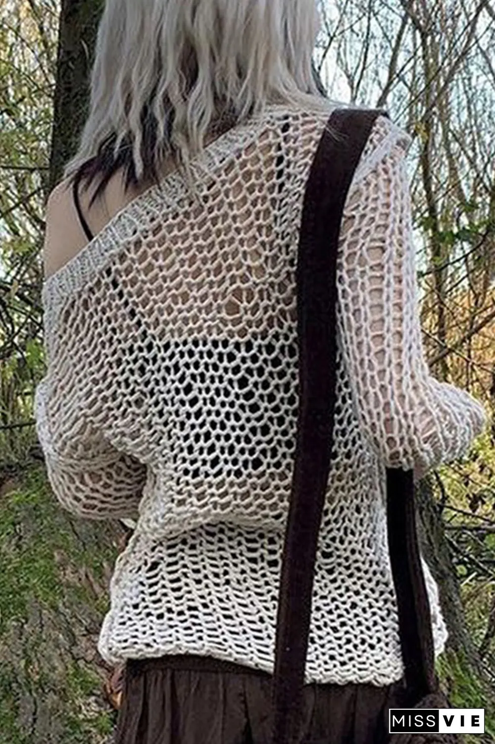 Casual Solid Hollowed Out One Shoulder Tops