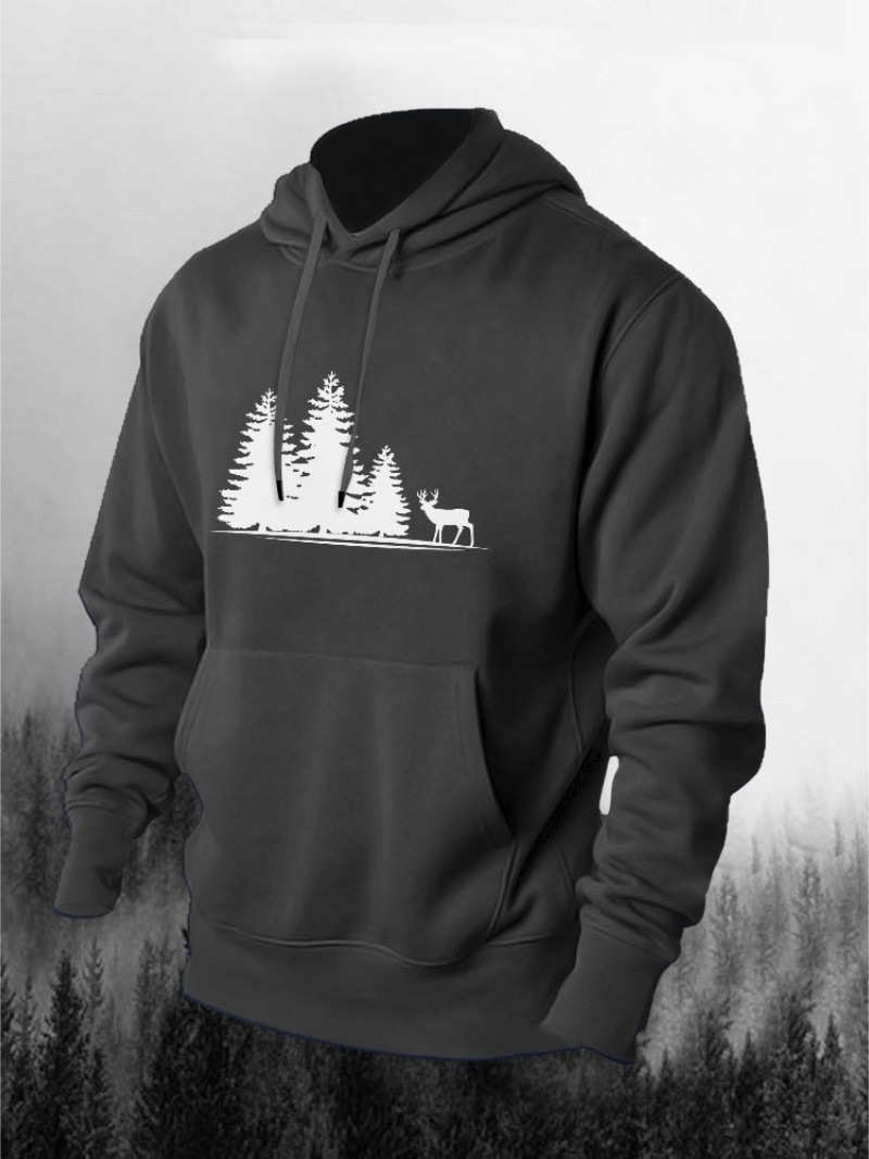Deer Print Men's Pullover Hoodie