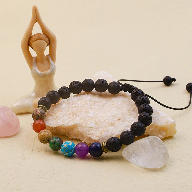 Agate Real Stone OM Symbol Chakra Bracelet