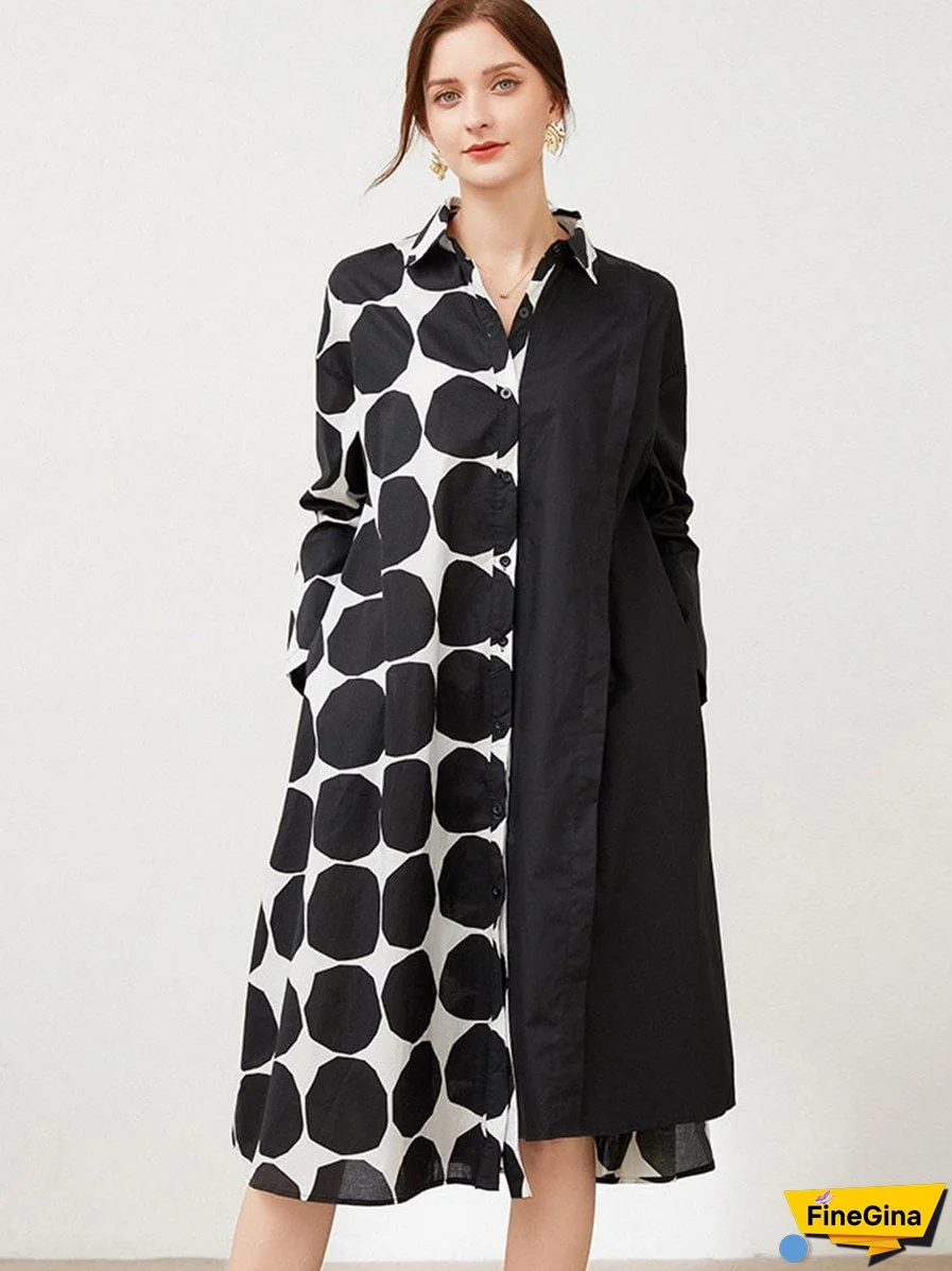 Size Curve Dresses Plus Size Loose Elegant Floral Pattern Stitching Midi Dress