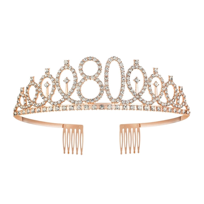Women’s IG Style Shiny Number Crown Alloy Hollow Out Inlay Rhinestones Crown