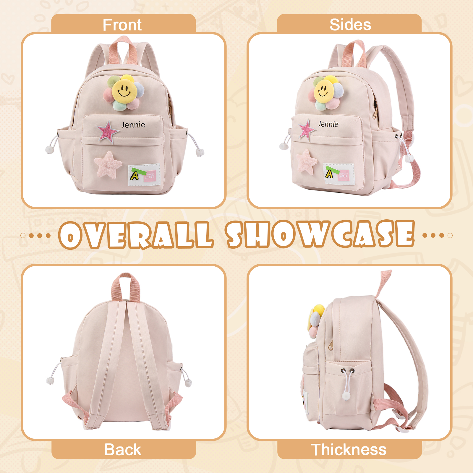 Zaino carino con Nome Personalizzato da Scuola per Studenti/bambini/ragazzi/viaggio 