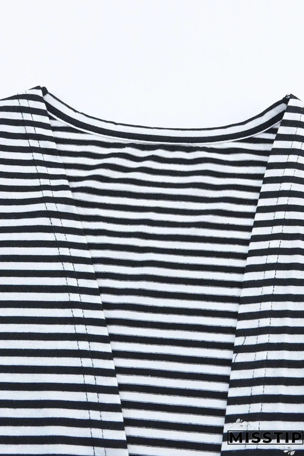 Stripe Open Front Long Cardigan