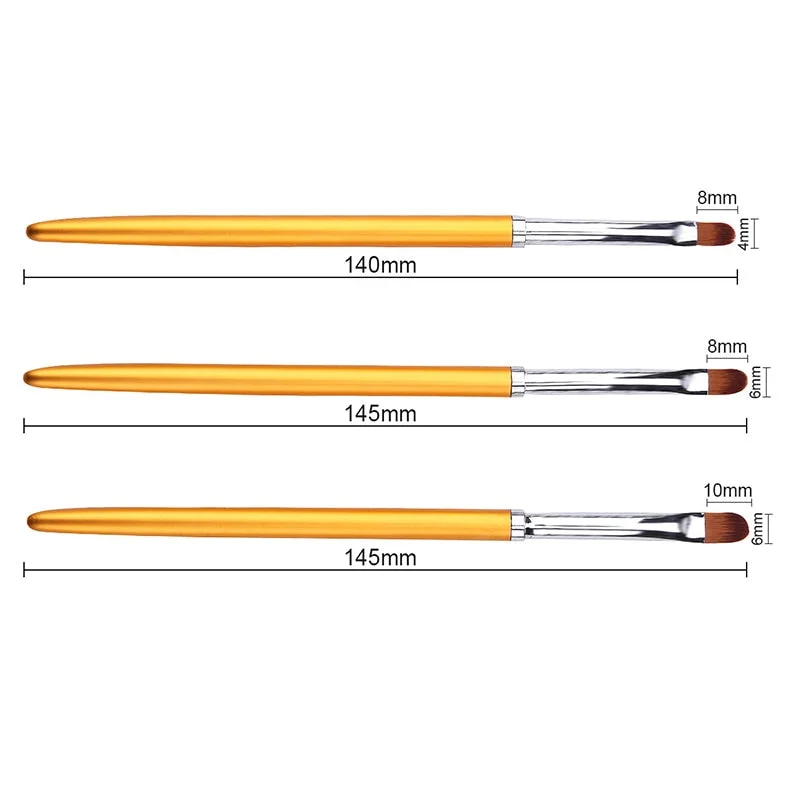 3Pcs/Set Gold Nail Art Brush Painting Drawing Pen Tips Manicuring French Stripe Liner Acrylic Gel UV Polish Brushes Nail Tool-Nail Inspo
