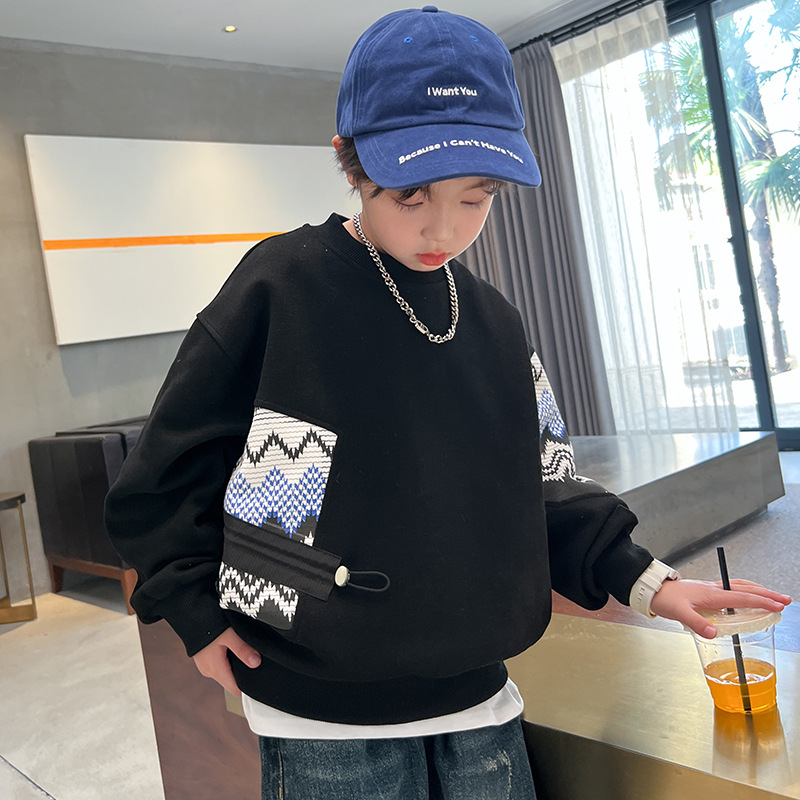 人気 ファッション ラウンドネック 長袖 男の子 キッズ パーカー