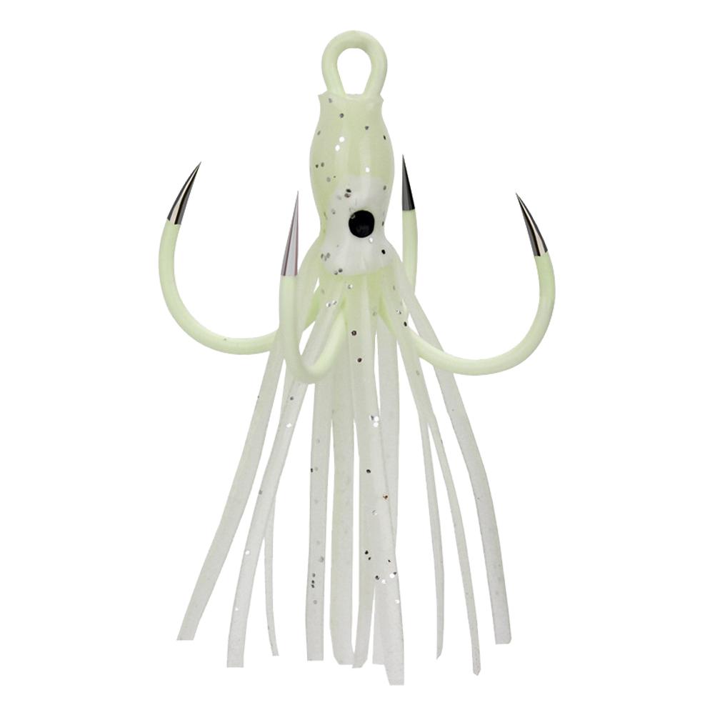 

1pc Luminous Octopus Four Anchor Hook Glowing Squid without Barbed Fishhook, 501 Original