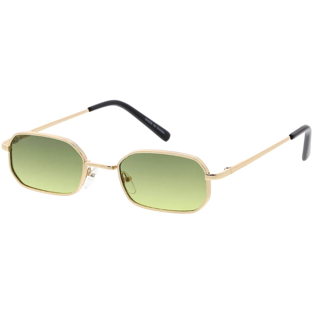 Extreme Small Metal Rectangle glasses Thick Frame Flat Lens 48mm