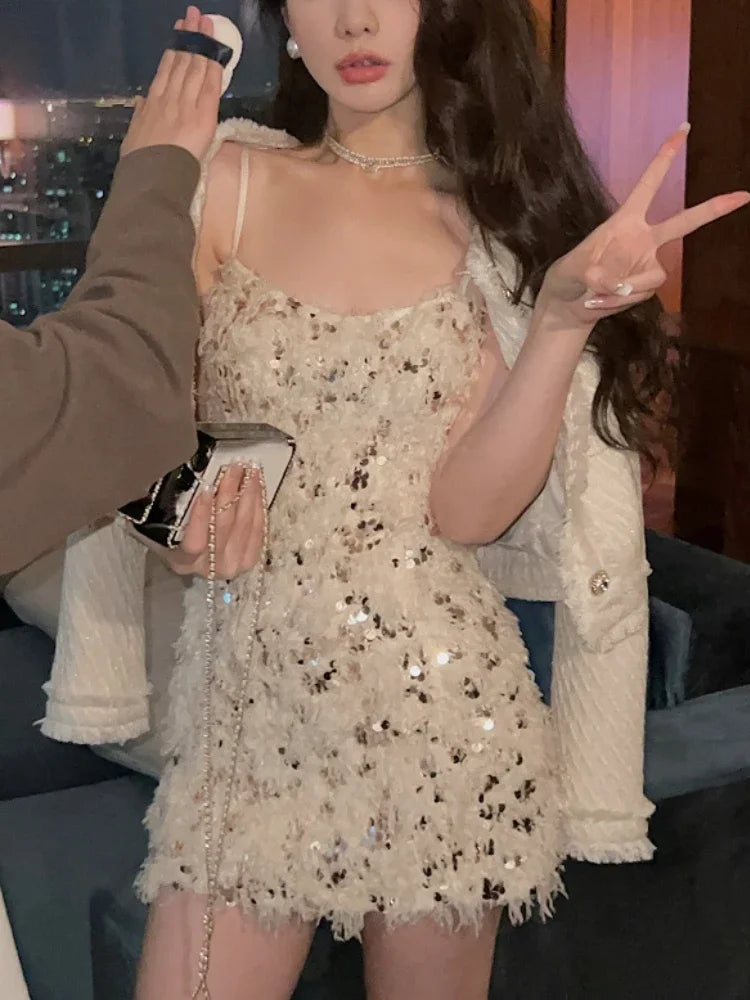 Aiertu Sexy Strap Y2k Mini Dress Party Casual 2024 Summer Long Sleeve Vintage Fashion Dress Woman One Piece Dress Korean Slim Design Aiertu