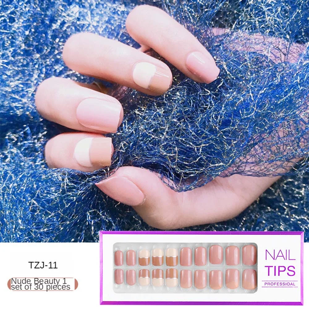 24/30Pcs/Set Reusable False Nail Tips Set Full Cover Shiny Matte Nail Tips With Designs Press On Nails Art Fake Extension Tips-Nail Inspo