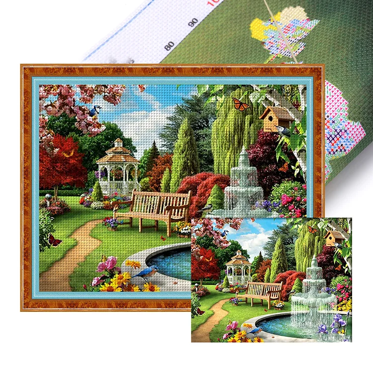 Garden Courtyard 11CT (50*40CM) Stamped Cross Stitch gbfke