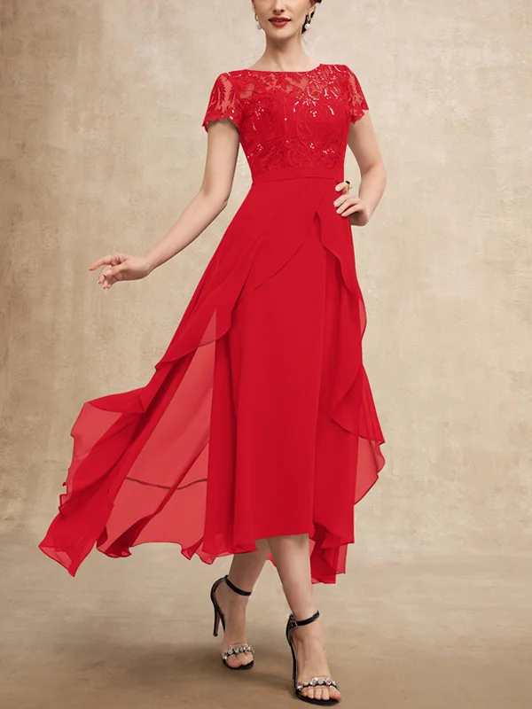 Elegant Lace Chiffon Maxi Dress