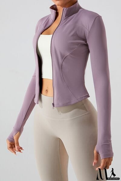 MidiSono - Zip Up Mock Neck Active Outerwear