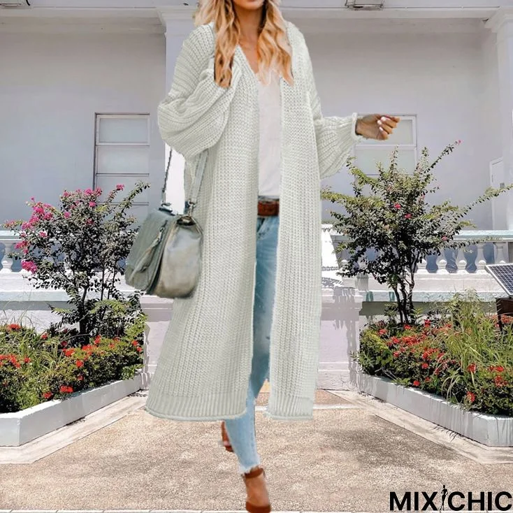 Casual Loose Plain Sweater Cardigan Coat