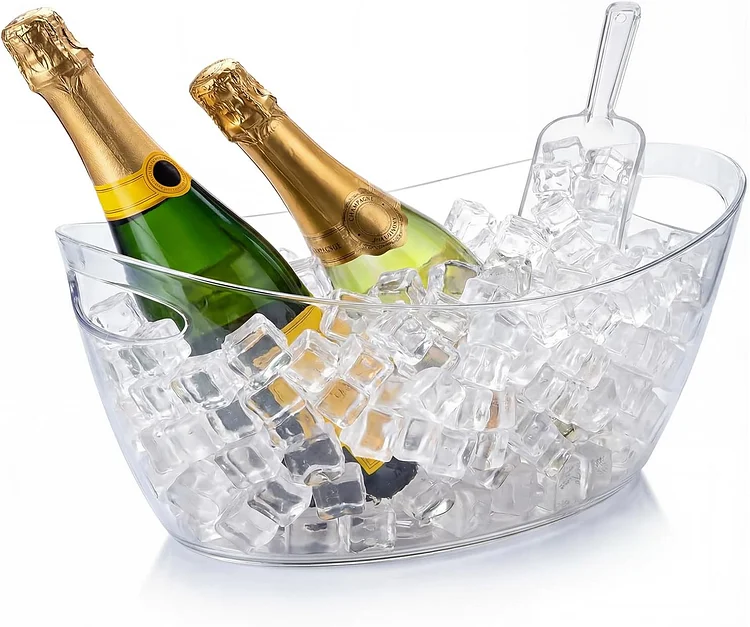 OBTANIM Clear Acrylic Ice Buckets Large Champagne Drink Cooler Storage Ice Tub with Scoops for Beer Cocktails Wine Beverage Home Parties Bar Cooling Supplies