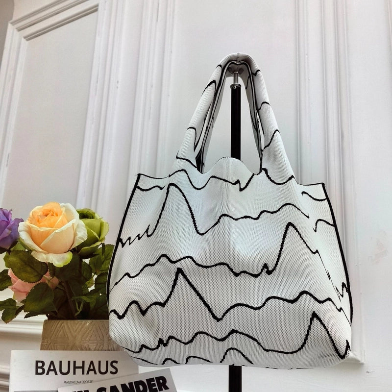 Women’s Large Polyester Letter Color Block Streetwear Square Open Shoulder Bag