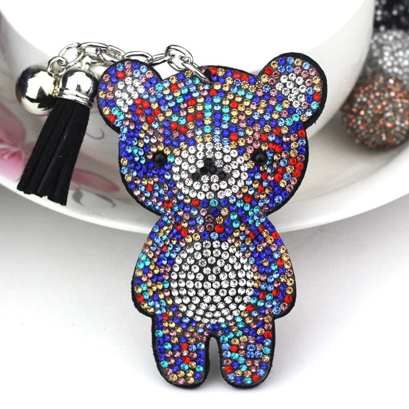 5 Pieces Cute Bear Flannel Diamond Women’s Keychain