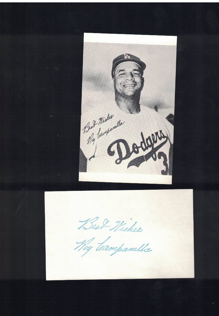 Roy Campanella Los Angeles Dodgers STAMPED Index Card & Team Issue Photo Poster painting Card