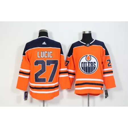 Men's  Edmonton Oilers #27 Milan Lucic Orange Stitched NHL Jersey