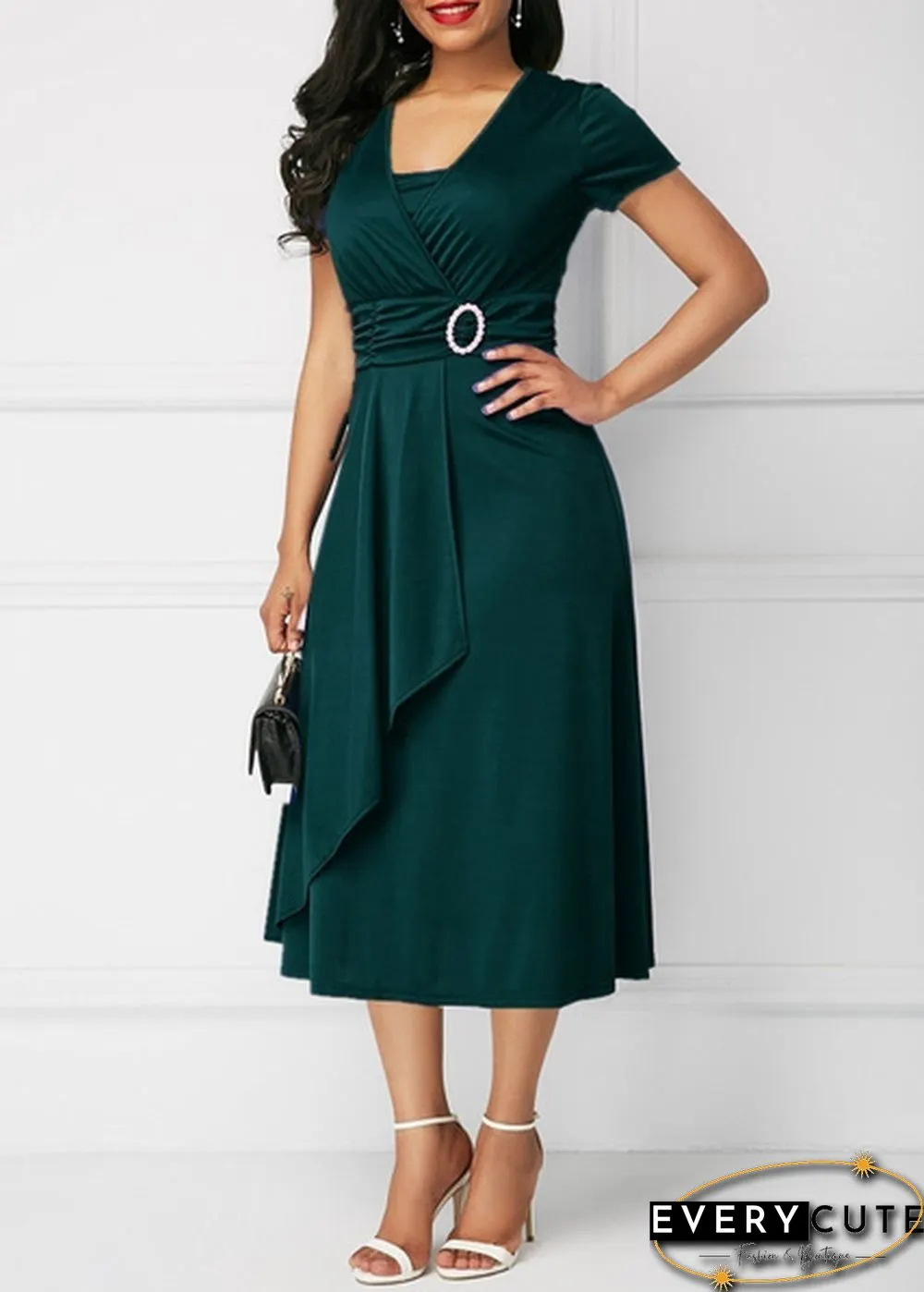 Best Selling Fashion Women's Chic Large Size Asymmetric Hem Evening Dress Mini Dress