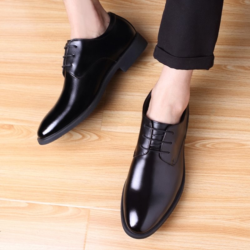 Yengm Shoes Men's Breathable Black Soft Leather Soft Bottom Spring And Autumn Best Man Men's Business Formal Wear Casual Shoes
