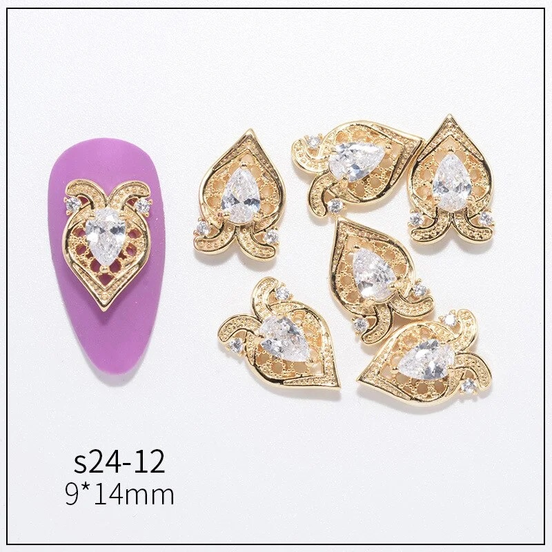 Nail Decoration Embellished Pendant Flash Drilling Chain Designs 5 Pcs/Set Metal With Zircon Rhinestones For Beauty Salons-Nail Inspo