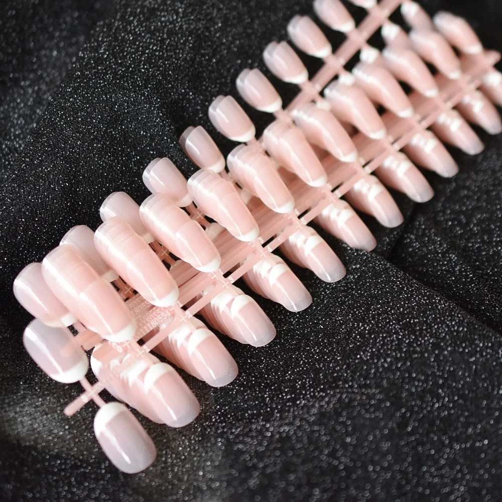 240Pcs France Nail Tips Full Cover Nail Supplies For Professionals Press On Nail Simple Pre Design Fake Nail Datechable Manicure-Nail Inspo