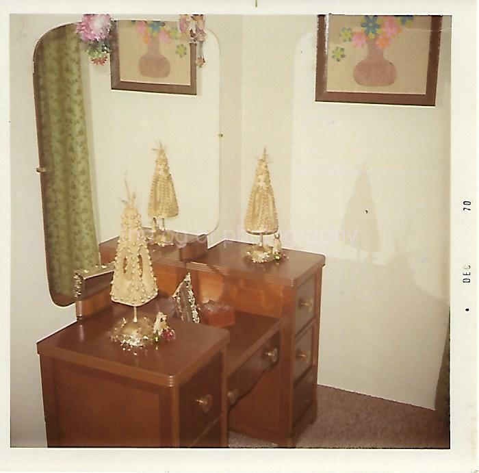 FOUND Photo Poster painting Color FUNKY CHRISTMAS DECORATIONS 60's 70's Original Snapshot 21 69S