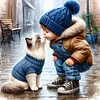 Cat and Boy-11CT Stamped Cross Stitch 40x40cm tapestrymarket