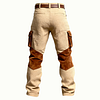 Men's Vintage Khaki Waffle Work Multi-Pocket Suede Reinforcements Cargo Pants by Inlyline