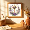 Cross Wreath Special Shaped 5D DIY Partial Drill Diamond Painting Kits for Adults Beginners Home Decor Diamonds Paintings Gem Art 11.81 X11.81inch