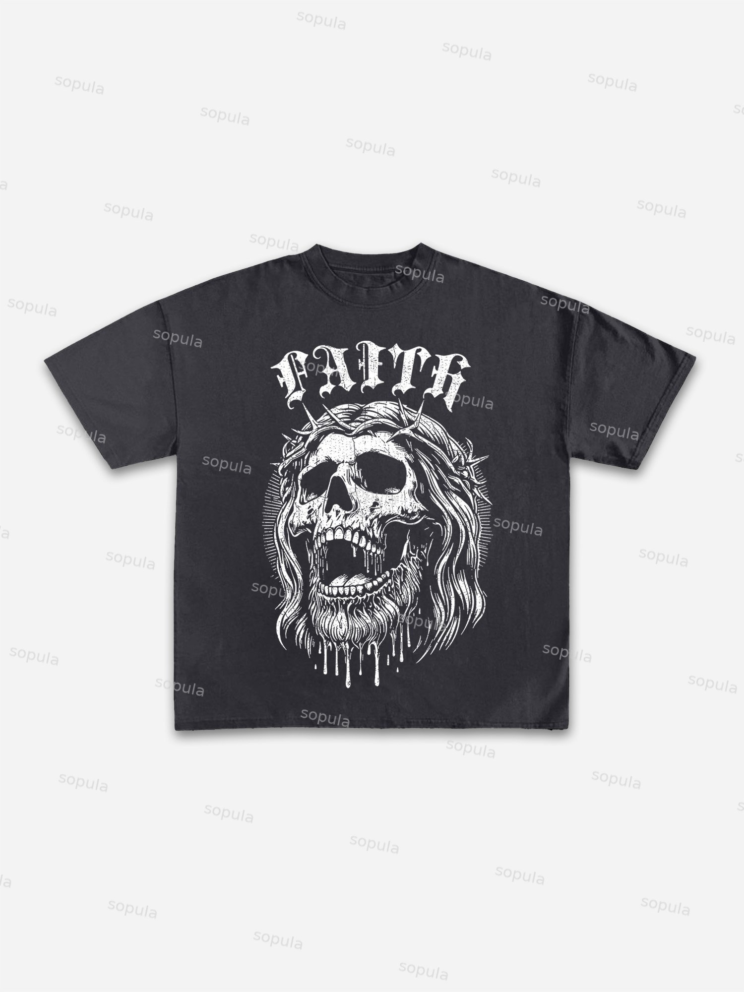 Faith Skull Graphic Print Cotton T-shirt - Sopula｜Premium Graphic Tees & Graphic Clothing