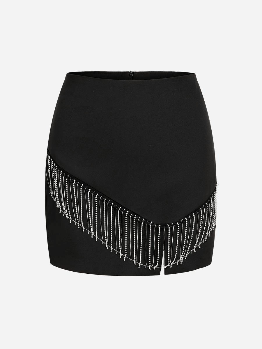 High Waist Slim Fit Tassel Skirts