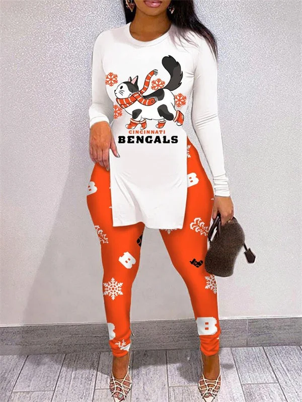 Cincinnati Bengals
Limited Edition High Slit Shirts And Leggings Two-Piece Suits